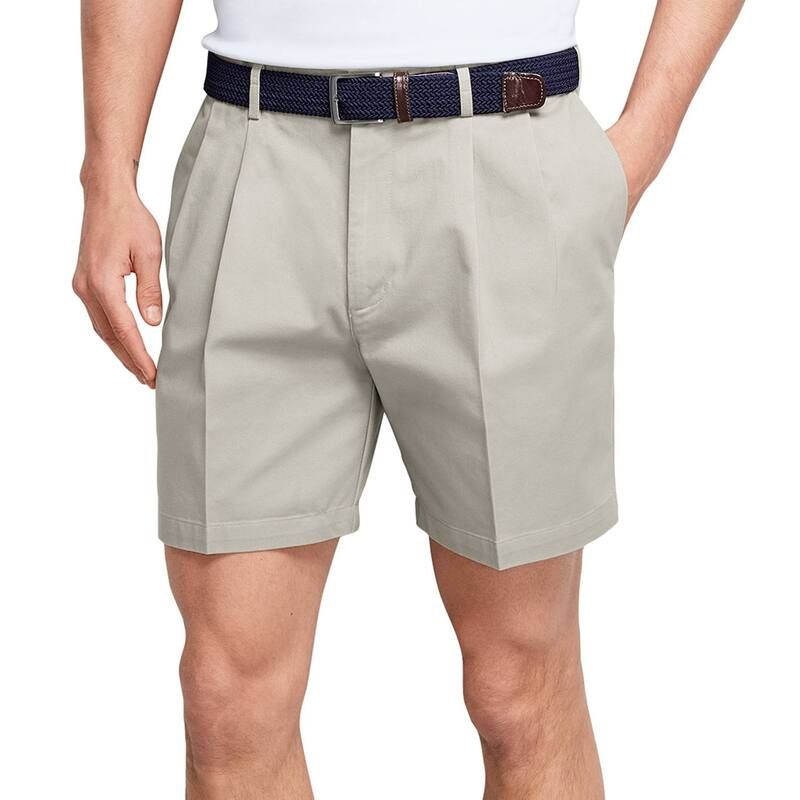 ランズエンド メンズ ボトムス ハーフパンツ・ショーツ プリーツ ショートパンツ Mens Lands End Comfort Waist 6inch NoIron Pleated Chino Sho