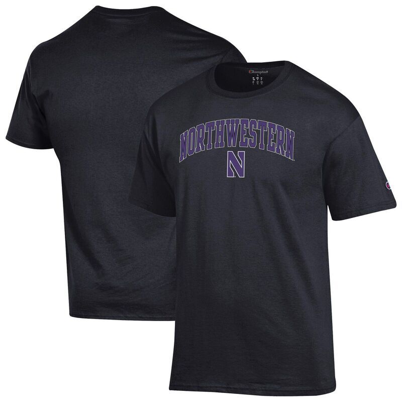 チャンピオン メンズ トップス Tシャツ ロゴ MensChampion Black Northwestern Wildcats Arched Logo TShirt Nwt Black ブラック