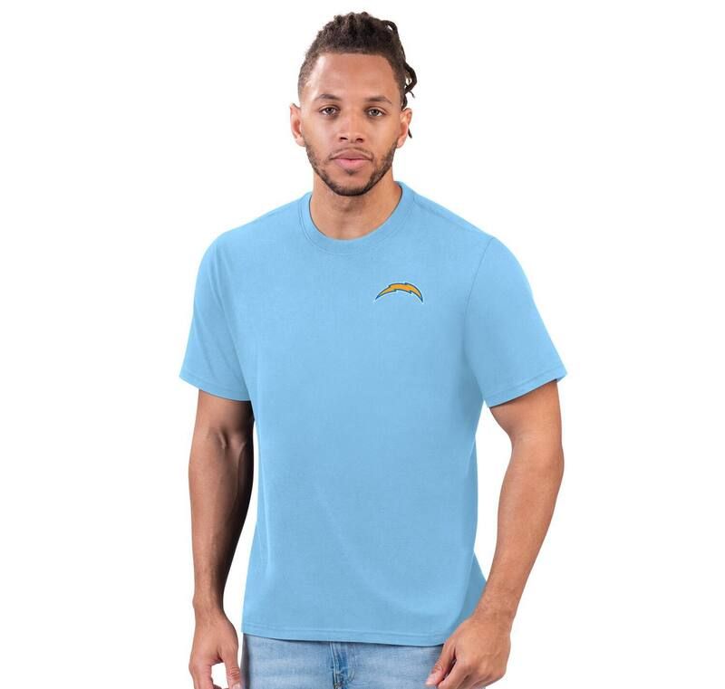 マルガリータビル メンズ トップス Tシャツ Mens Margaritaville Light Blue Los Angeles Chargers Wastin Away TShirt Chg Li