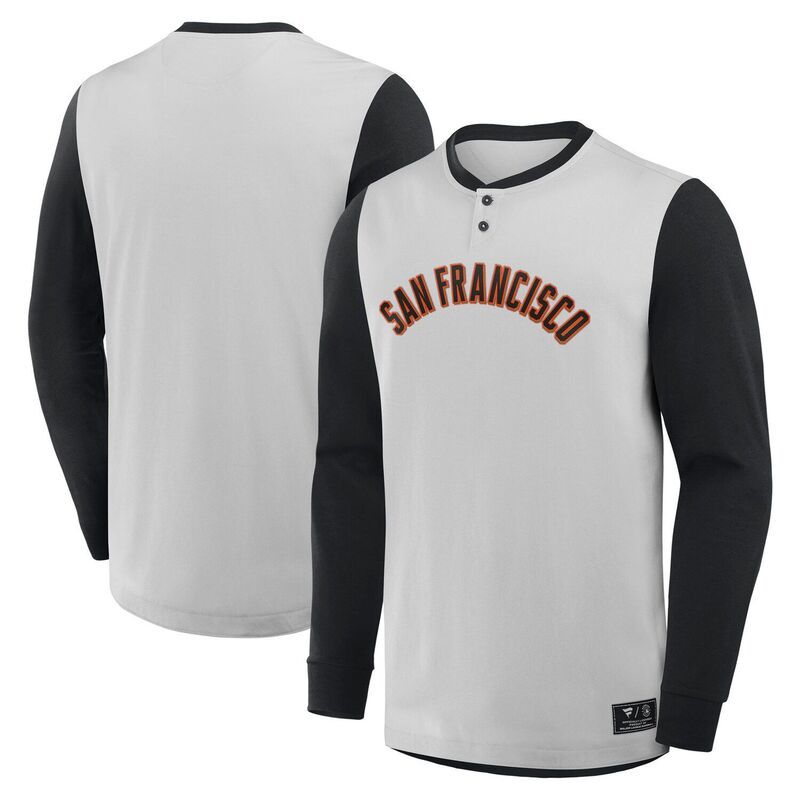 ファナティクス メンズ トップス Tシャツ Mens Fanatics GrayBlack San Francisco Giants Clubhouse Long Sleeve Henley Shir 12,935円