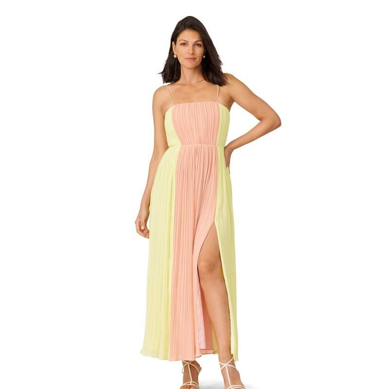 ジェイメンデル レディース トップス ワンピース プリーツ ミディ Womens J Mendel Pleated Color Block Midi Dress Peach Lime ピーチ