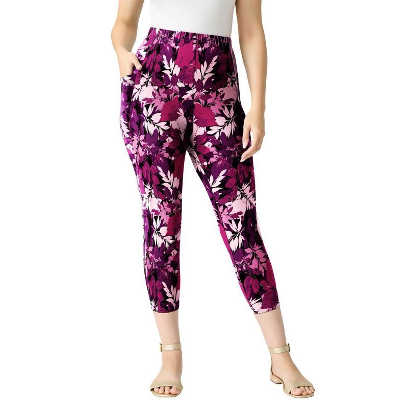 ロアマンズ レディース ボトムス カジュアルパンツ プラスサイズ キャップ Roamans Womens Plusize SidePocket Essential Capri Legging Berr