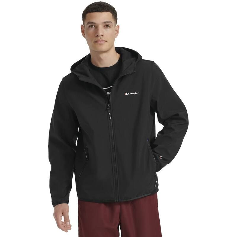 チャンピオン メンズ アウター ジャケット・ブルゾン Mens Champion Active Soft Shell Jacket Withood Black ブラック