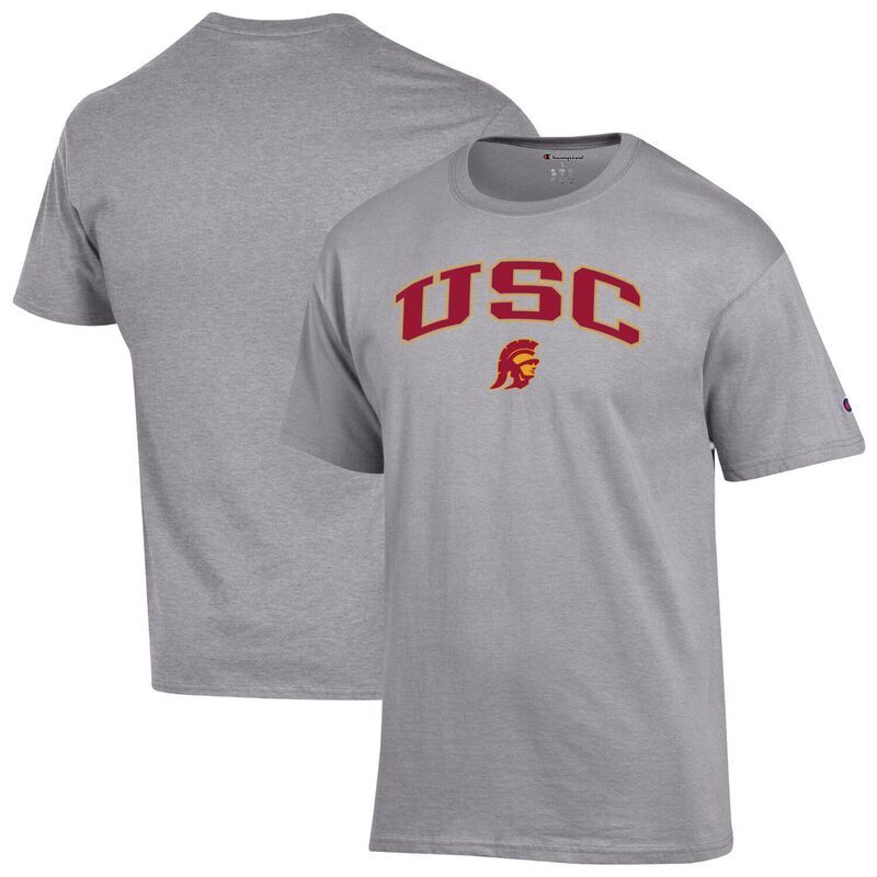 チャンピオン メンズ トップス Tシャツ ロゴ MensChampion Heather Gray USC Trojans Arch Over Logo TShirt Usc Grey グレー
