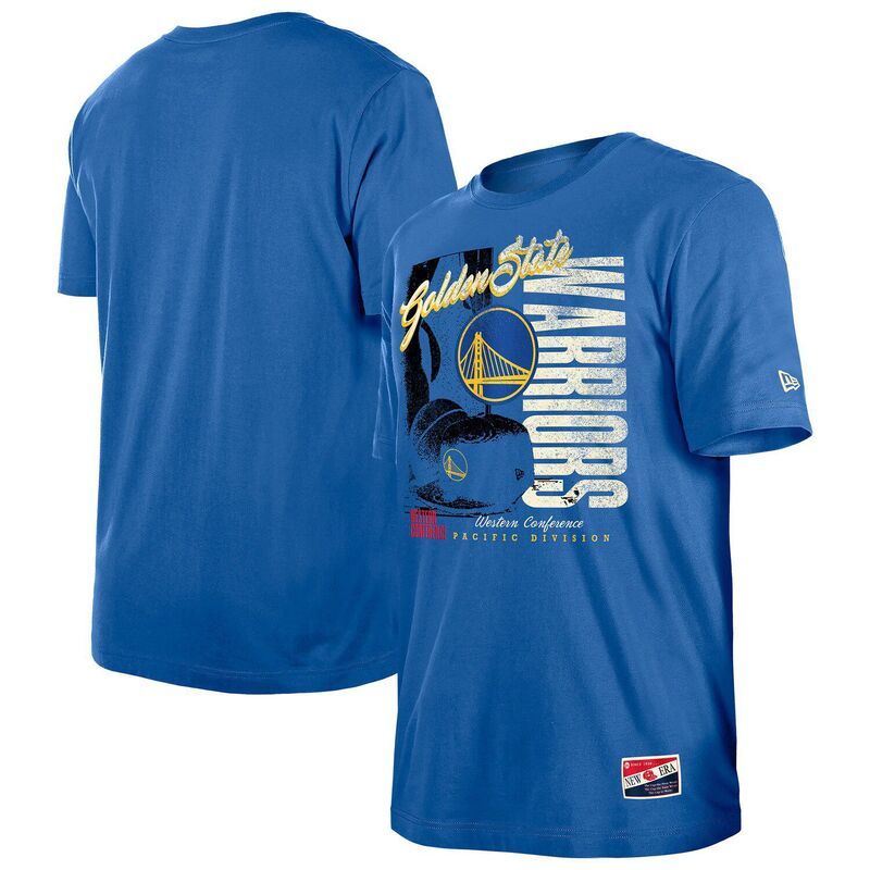 ニューエラ メンズ トップス Tシャツ ヴィンテージ Mens New Era Royal Golden State Warriors Distressed Throwback Vintage Col