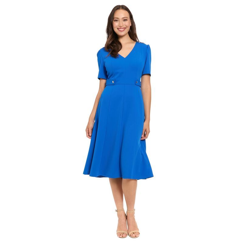 ロンドンタイムス レディース トップス ワンピース Vネック ミディ Womens London Times VNeck Side Tab Midi Dress Turkish Sea