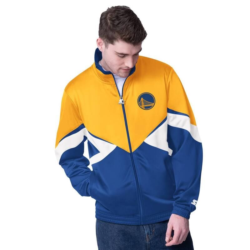 スターター メンズ アウター ジャケット・ブルゾン Menstarter GoldRoyal Golden State Warriors Rush Applique FullZip Track Jac