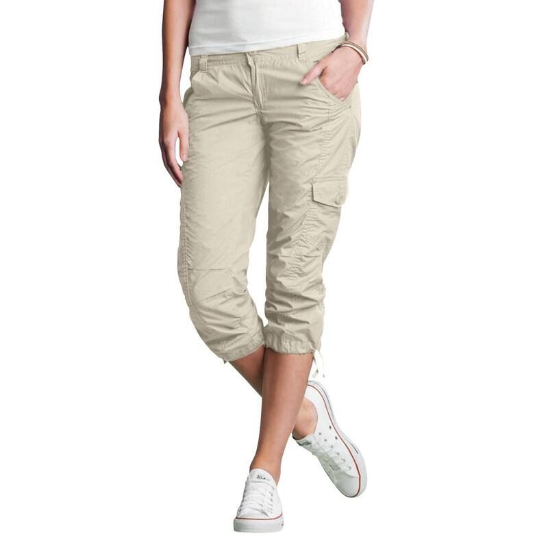 Ellos レディース ボトムス カジュアルパンツ プラスサイズ キャップ ellos Plusize Stretch Cargo Capristone ストーン