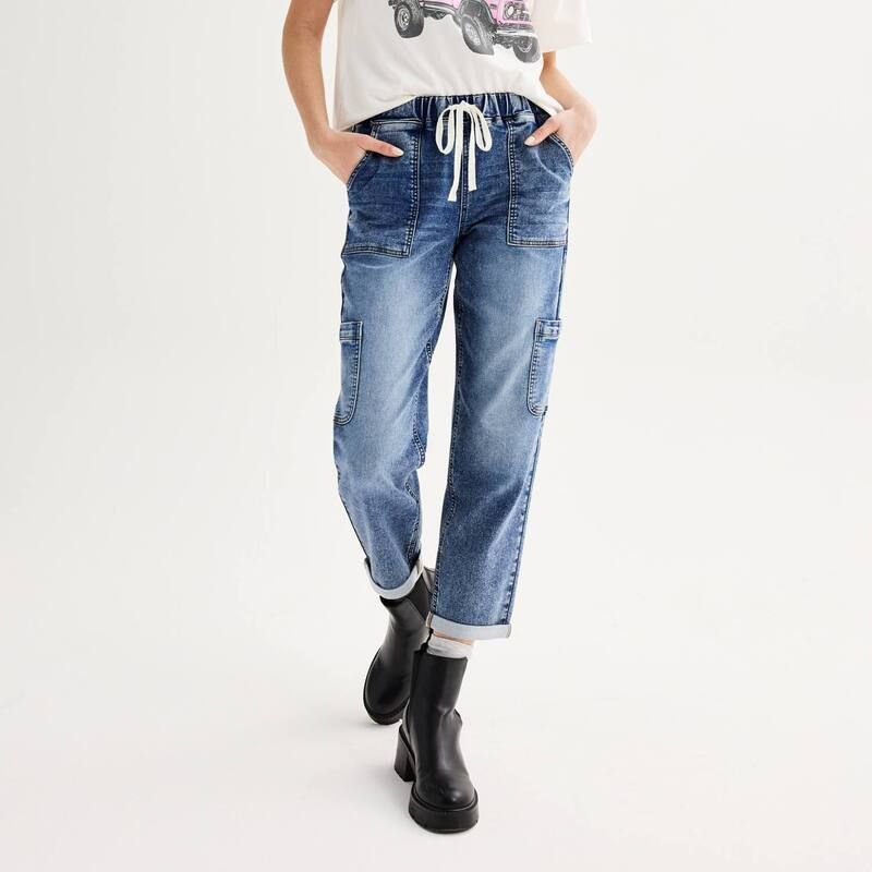 エスオー レディース ボトムス デニムパンツ ジーンズ Juniors SO High Rise PullOn Straight Jeans Medium Dark Acid