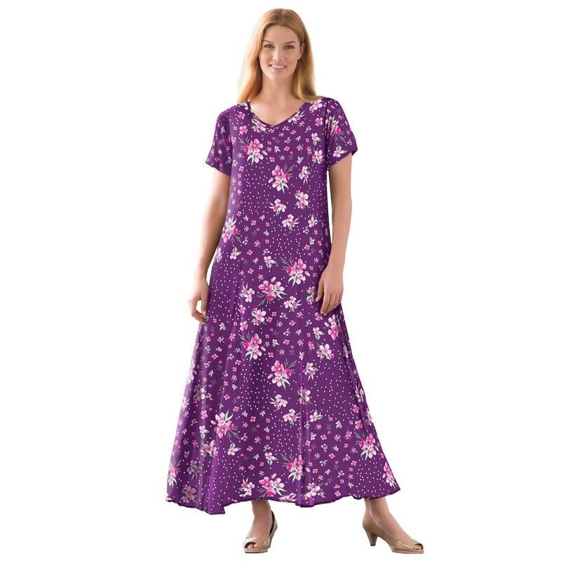 ウーマン ウィズイン レディース トップス ワンピース プラスサイズ プチ 半袖 Woman Within Womens Plusize Petite ShortSleeve Crinkle Dres