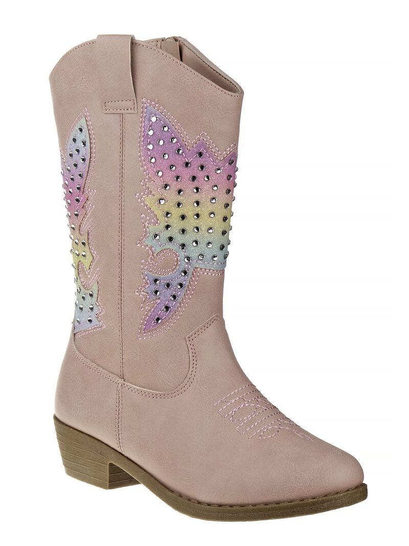ケンジーガール レディース シューズ ブーツ・レインブーツ Kensie Girls Studded Zip Up Western Boots Pink ピンク