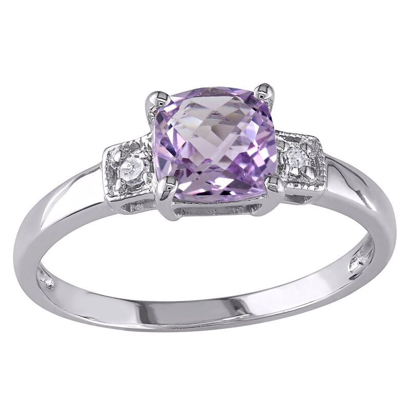 ステラ グレース レディース アクセサリー リング Stella Grace Sterling Silver CushionCut Amethyst Diamond Accent 3Stone Rin