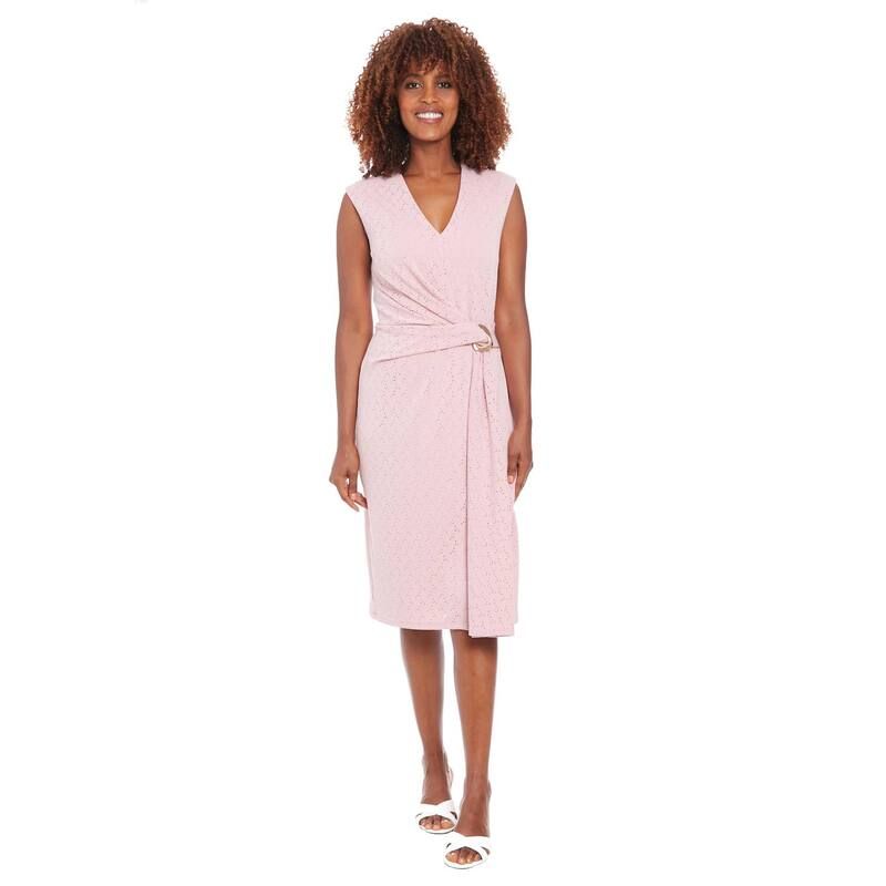 ロンドンタイムス レディース トップス ワンピース Vネック ミディ Womens London Times VNeck Twist Hardware Midi Dresshell Pink ピンク