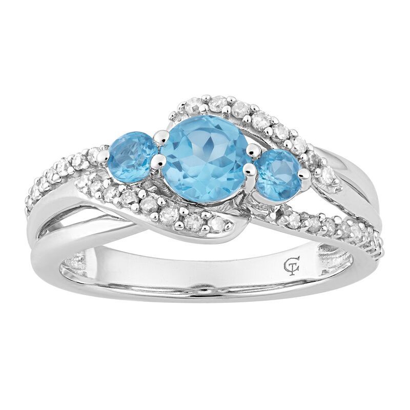 アンブランデッド レディース アクセサリー リング Unbranded 10k White Gold Swiss Blue Topaz Diamond Accent 3Stone Ring 10k W 302,760円