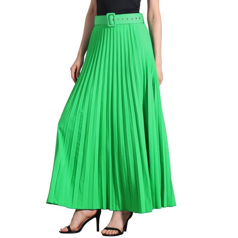 アレグラ ケー レディース ボトムスカート ハイウエスト プリーツ マキシ ALLEGRA K Womens Elastic High Waist Flowy Pleated Maxi Skirt W