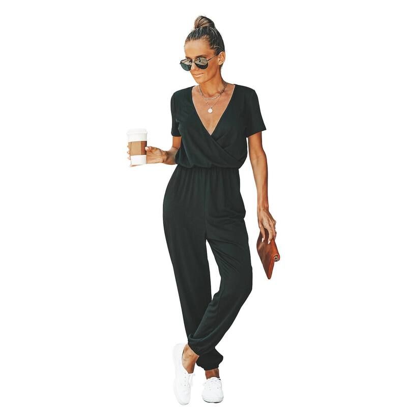 カップシー レディース トップス ワンピース Vネック ジャンプスーツ マキシ Womens Cupshe Danica Vneck Maxi Short Sleeve Jumpsuit Black 8,151円