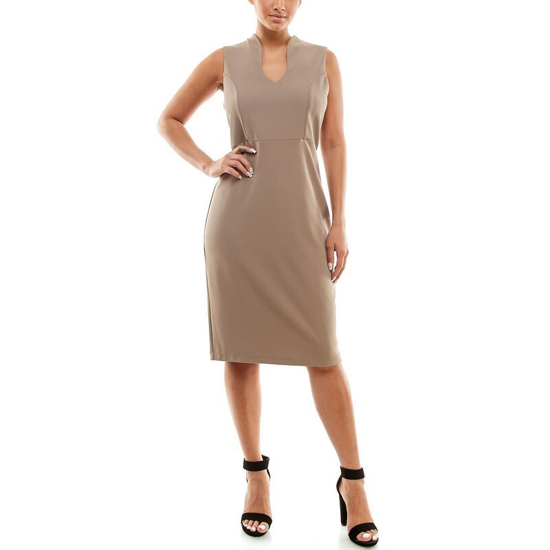 ニナレオナルド レディース トップス ワンピース ミディ Womens Nina Leonard UNeck Midi Sheath Dress Mink ミンク 8,840円