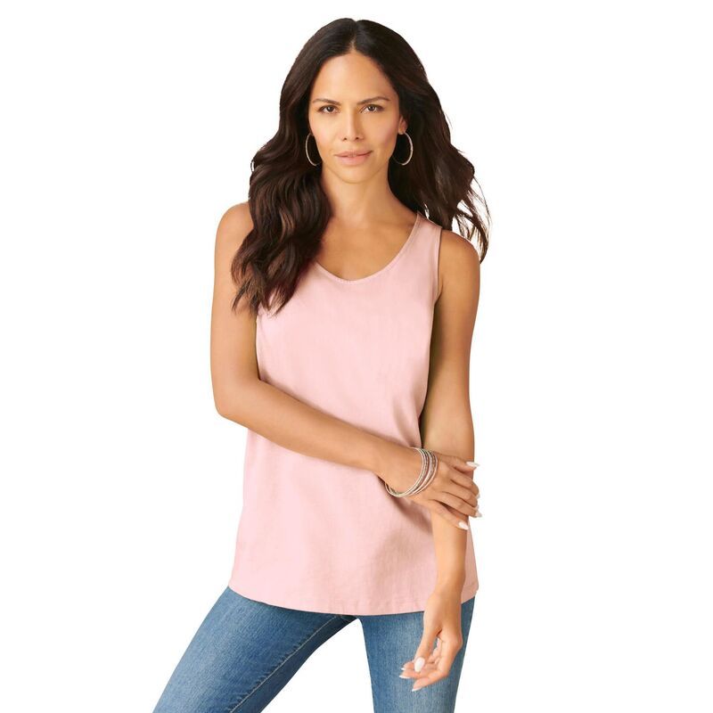 ロアマンズ レディース トップス Tシャツ プラスサイズ コットン Roamans Womens Plusize Cotton Scoopneck Tank Top Soft Blush ブラッシュ