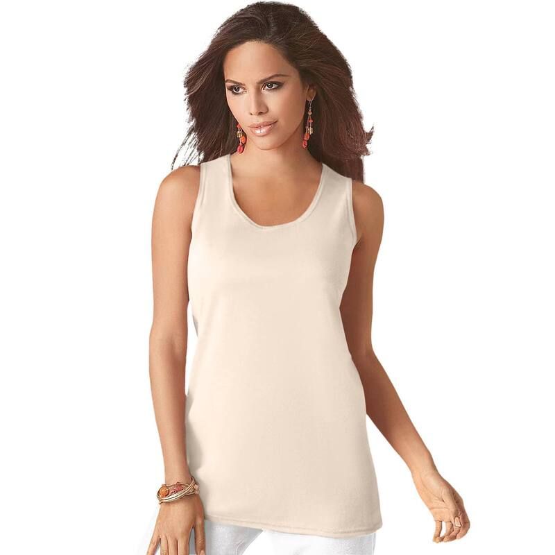 ロアマンズ レディース トップス Tシャツ プラスサイズ コットン Roamans Womens Plusize Cotton Scoopneck Tank Top Oatmeal オートミール