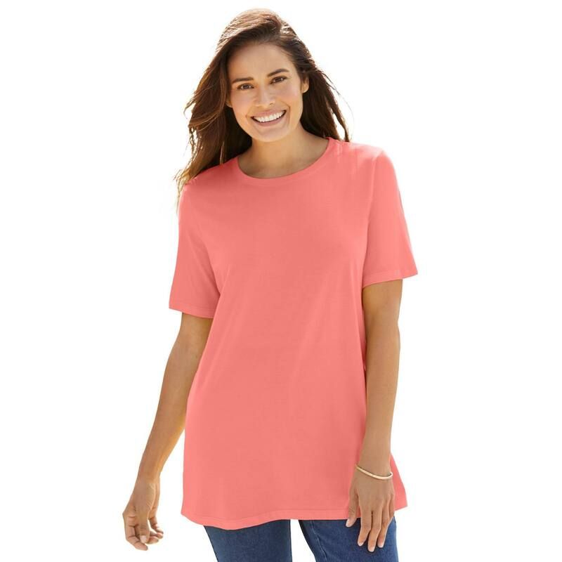 ウーマン ウィズイン レディース トップス Tシャツ クルーネック プラスサイズ プチ 半袖 Woman Within Plusize Petite Perfect ShortSleeve Crewn