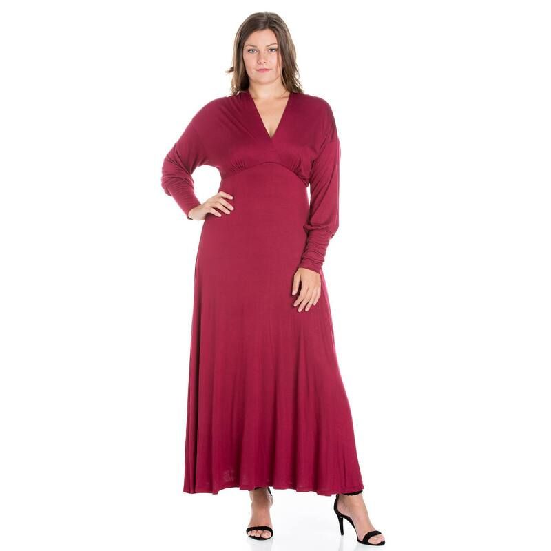 24 セブンコンフォート レディース トップス ワンピース Vネック プラスサイズ マキシ Plusize 24seven Comfort Apparel VNeck Long Sleeve Maxi