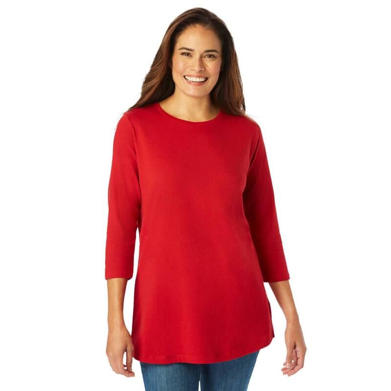 ウーマン ウィズイン レディース トップス Tシャツ クルーネック プラスサイズ Woman Within Plusize PerfecthreeQuarter Sleeve Crewneck Tee