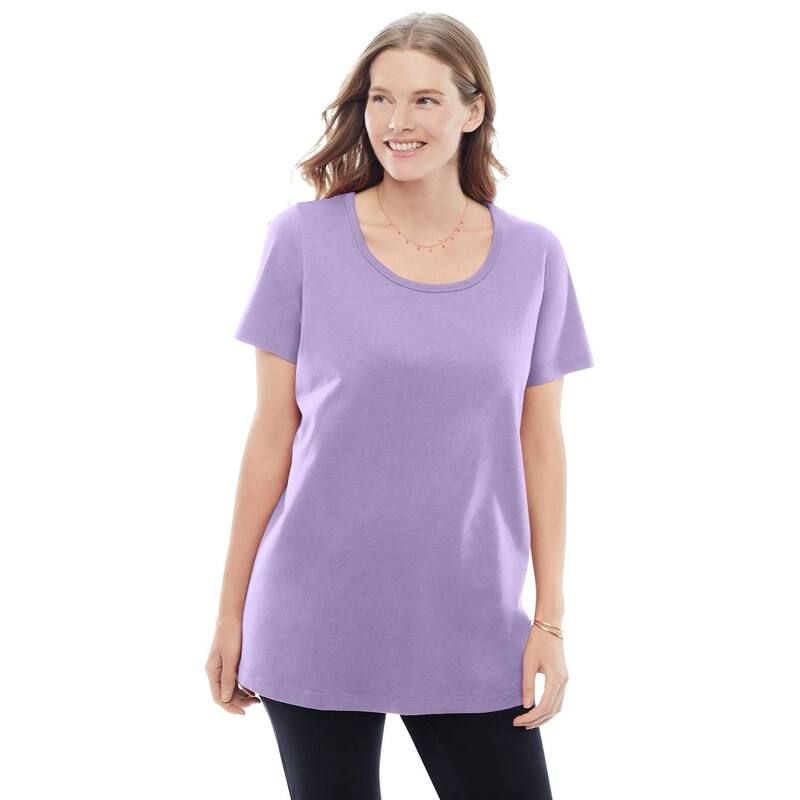 ウーマン ウィズイン レディース トップス Tシャツ プラスサイズ 半袖 Woman Within Plusize Perfect ShortSleeve Scoopneck Tee Soft Iri