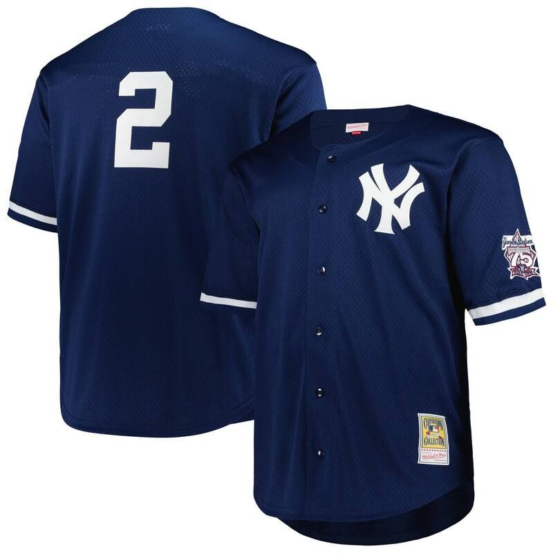ミッチェルネス レディース トップス Tシャツ メッシュ トール ジャージー Mens Mitchell Ness Derek Jeter Navy New York Yankees Big Tall