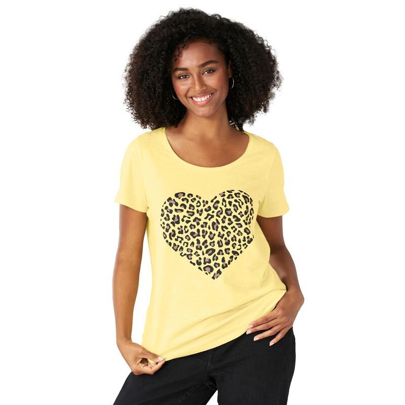Ellos レディース トップス Tシャツ プラスサイズ グラフィック ellos Plusize Love Graphic Tee Butter Animal Heart アニマル