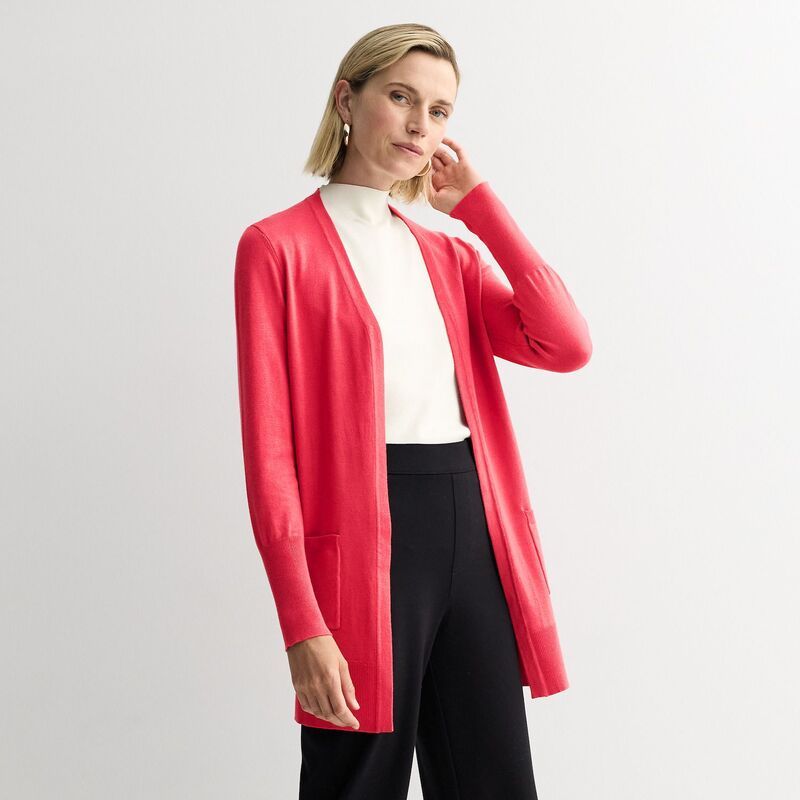 ナインウェスト レディース アウター ニット・セーター プチ カーディガン Petite Nine West Essential Cardigan Coral Vista コーラル