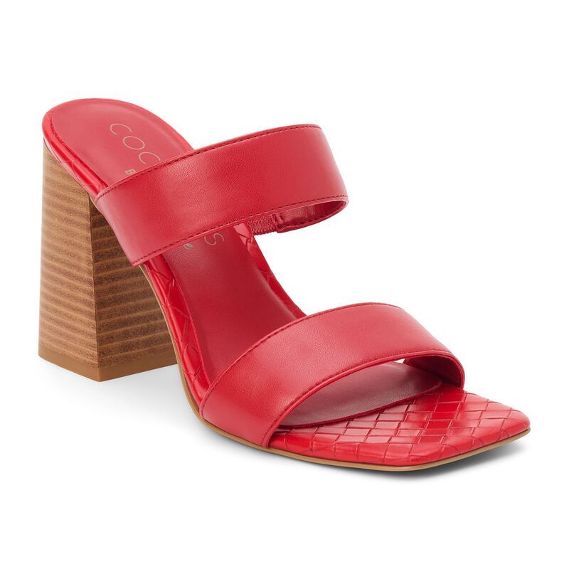 マチス レディース シューズ サンダル ヒール Coconuts by Matisse Britt Womens Block Heel Slide Sandals Red レッド