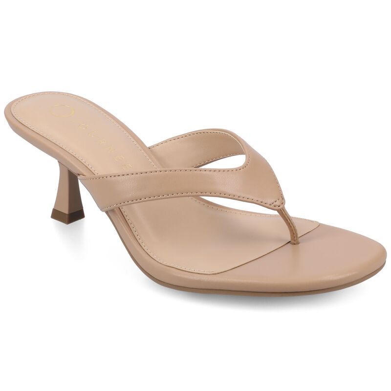 ジャーニー レディース シューズ サンダル ヒール Journee Womens Danielle Kitten Heel Thong Sandals Natural
