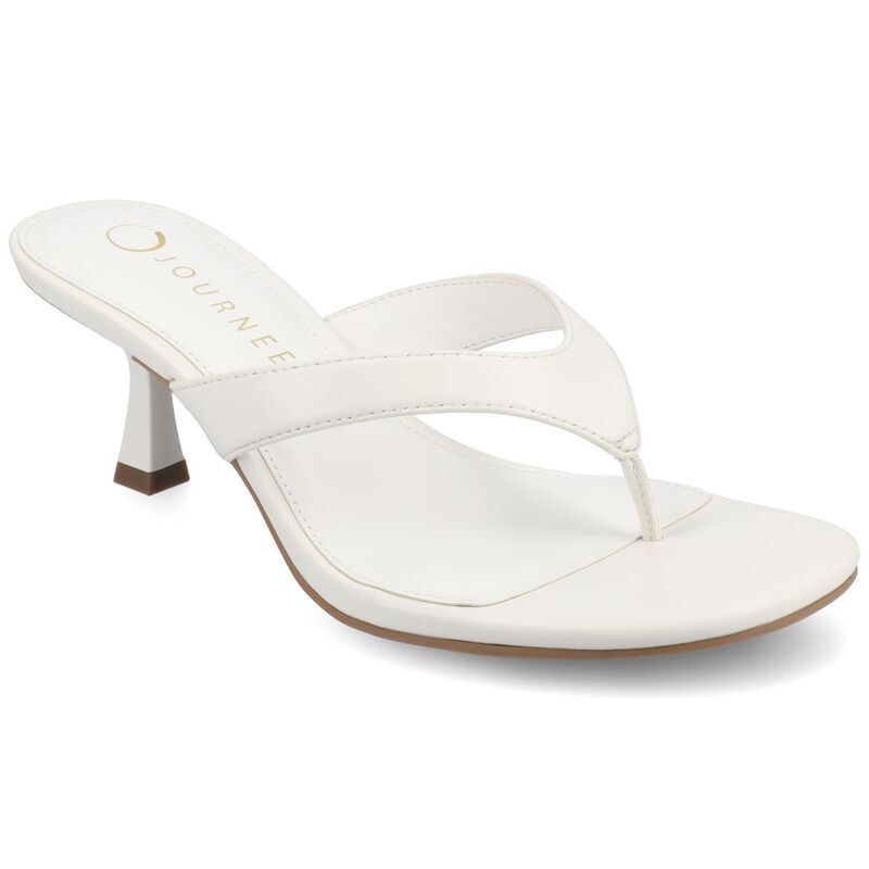 ジャーニー レディース シューズ サンダル ヒール Journee Womens Danielle Kitten Heel Thong Sandals White ホワイト