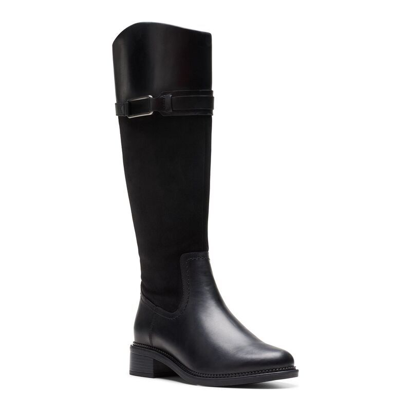 クラークス レディース シューズ ブーツ・レインブーツ レザー Clarks Maye Carly Womens Leather KneeHigh Boots Black ブラック