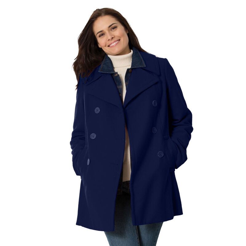 ウーマン ウィズイン レディース アウター ジャケット・ブルゾン プラスサイズ ウール コート Woman Within Plusize WoolBlendoubleBreasted Peacoat
