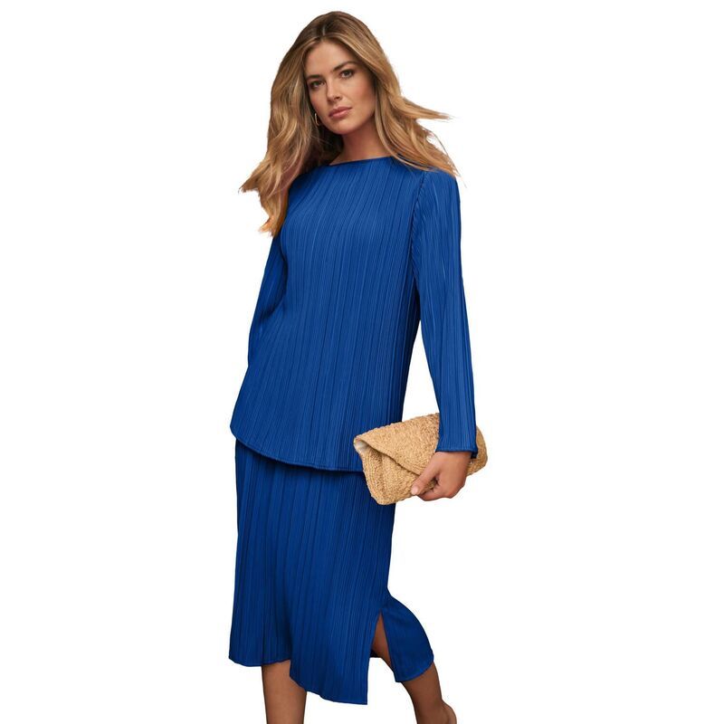 ジェシカロンドン レディース トップス シャツ プラスサイズ ブラウス Jessica London Womens Plusize Plisse Boatneck Blouse Dark Sapphi