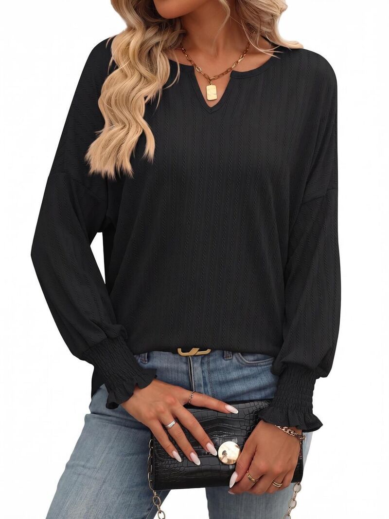 エリートチョイス レディース トップス シャツ Vネック Elitechoice Womens V Neck Long Sleeve Loose FitShirtop Black ブラック