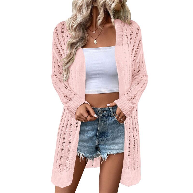 セオリア レディース アウター ニット・セーター Vネック カーディガン Seoria Womens Long Sleeve Lightweight Open Front VNeck Casual C