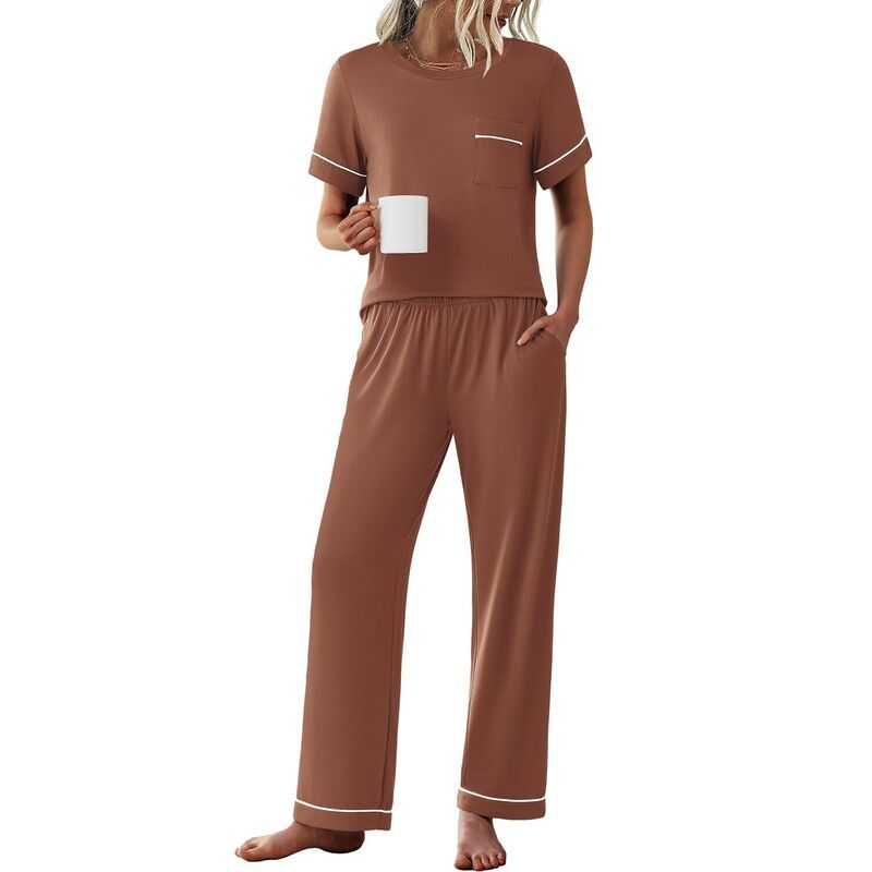 エコアー レディース アンダーウェア ナイトウェア パンツ Ekouaer Womens Pajama Setshort Sleeve Top and Pants 2 Piece Pjsoft Sle
