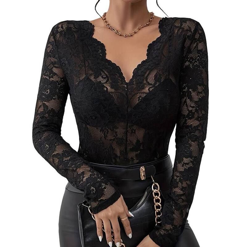 クリアフラワー レディース トップス シャツ Vネック フラワー柄 シアー ブラウス レース ClearFlower Womens VNeck Long Sleeve Sheer Blouse Flo