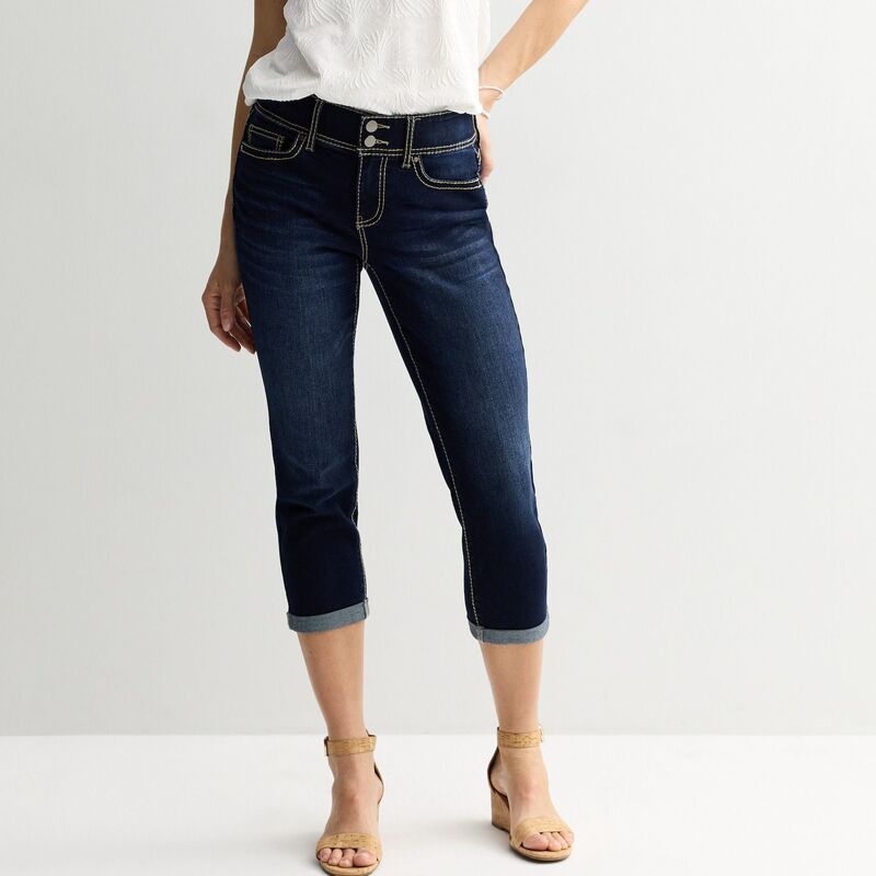 アプトナイン レディース ボトムス カジュアルパンツ キャップ Womens Apt 9 Tummy Control Capri Dark Wash