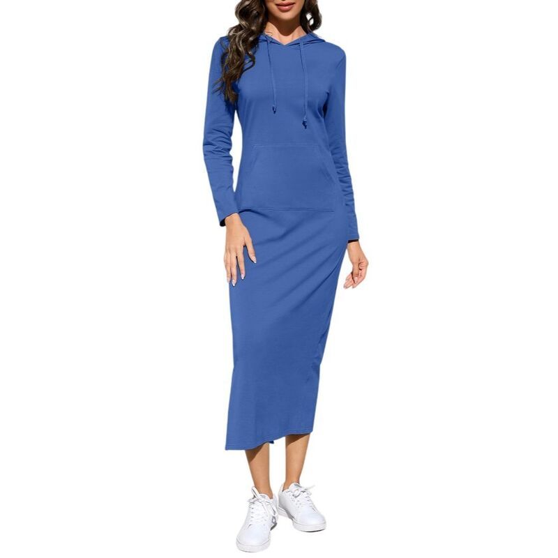 イエスファッション レディース トップス ワンピースウェット シャツ マキシ パーカー Yesfashion Womens Casualong Sleeve Slim Pullover Maxi Ho