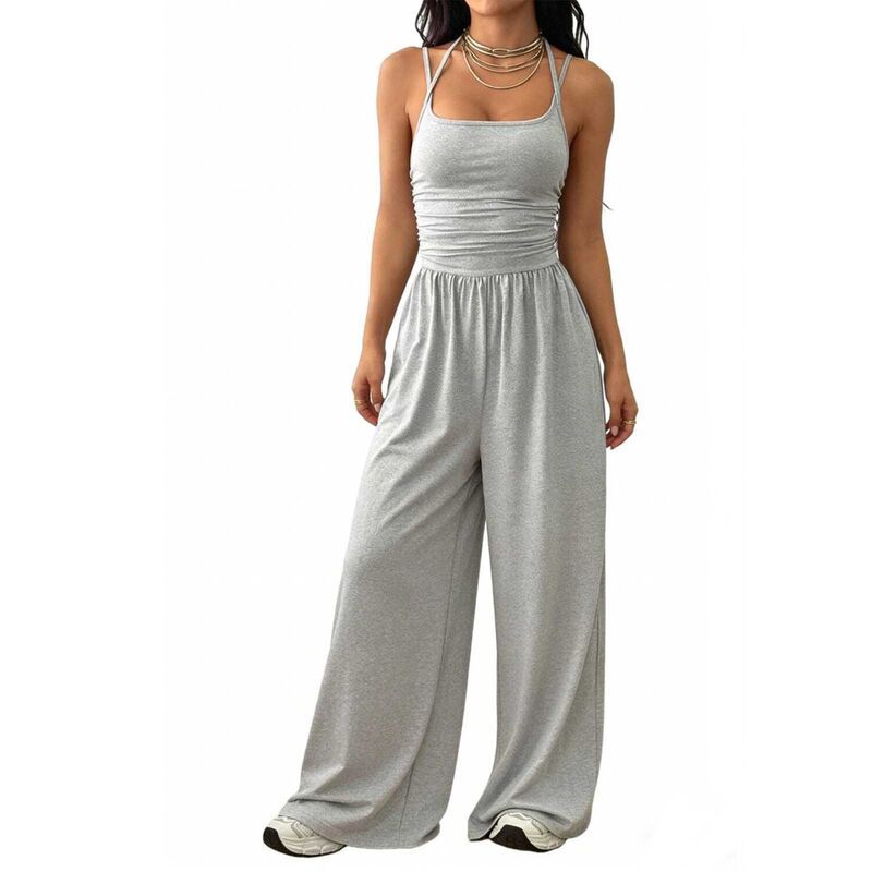 エリートスピリット レディース トップス ワンピース ワイドレッグ ギャザー ノースリーブ ジャンプスーツ ホルター EliteSpirit Womensleeveless Halter Wide L 9,786円