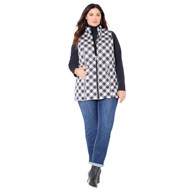 キャサリンズ レディース アウター ジャケット・ブルゾン プラスサイズ キルティング ベスト Catherines Womens Plusize Quilted Puffer Vest Black W