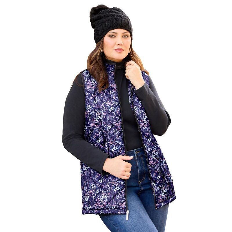 キャサリンズ レディース アウター ジャケット・ブルゾン プラスサイズ キルティング ベスト Catherines Womens Plusize Quilted Puffer Vest Navy Pa