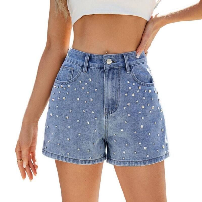 イエスファッション レディース ボトムス ハーフパンツ・ショーツ ハイウエスト ショートパンツ デニム Yesfashion Womens Denim Shorts High Waist Rhines