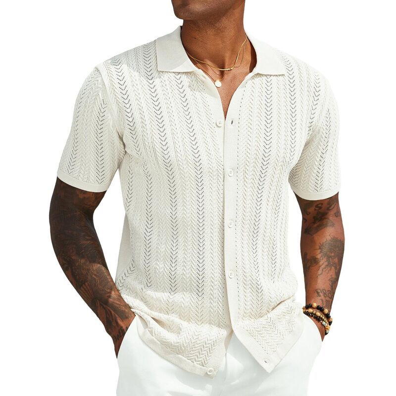 クーファンディ レディース アウター ニット・セーター ヴィンテージ ポロシャツ COOFANDY Knit Polo Men Casual Stylishort Sleeve Vintage Bea