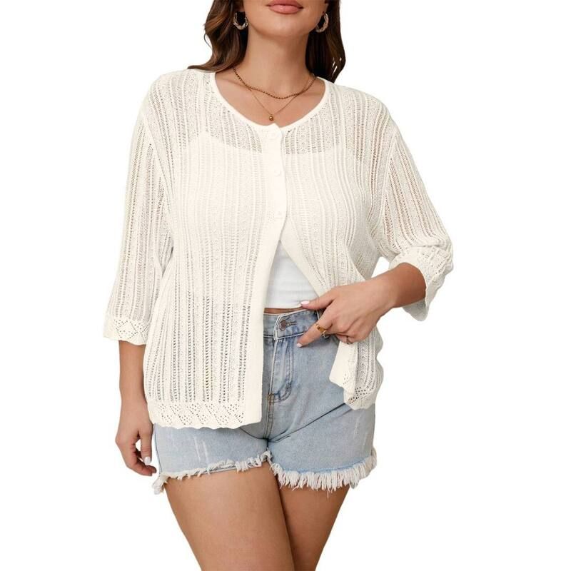イエスファッション レディース アウター ニット・セーター ボタンダウン プラスサイズ カーディガン ダウン Yesfashion Womens Plusize Sweater Cardigans H