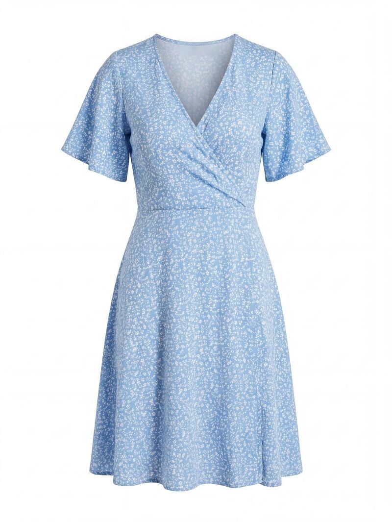 ファンジュライ レディース トップス ワンピース ミニ FUNJULY Womens Cute Wrap Mini Dressummer Casual Dress for Daily Wear Lig