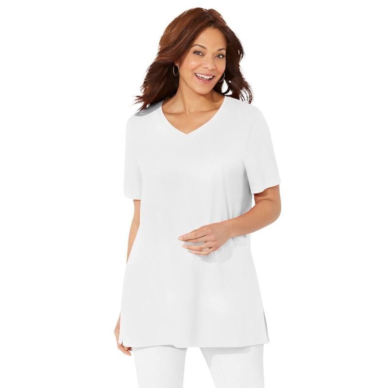 キャサリンズ レディース トップス Tシャツ Vネック プラスサイズ プチ Catherines Womens Plusize Petiteasy Fit Short Sleeve VNeck Tun
